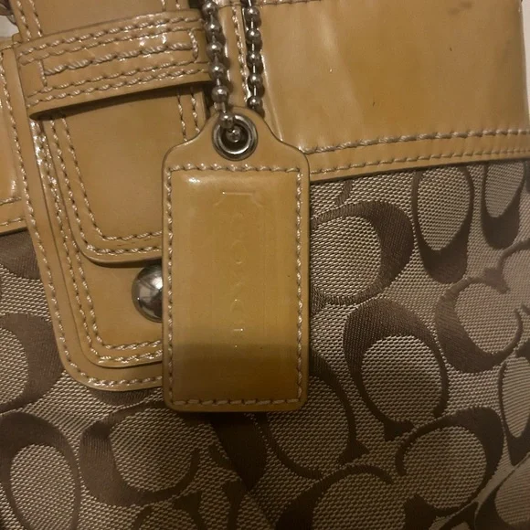 Coach F13743 Soho Pleated Tote Signature C Brown Jacquard Leather Canvas Bag - Picture 5 of 6